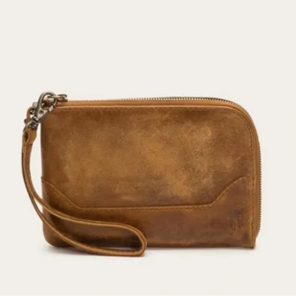 Frye Melissa Cognac Leather Wristlet - Picture 1 of 11